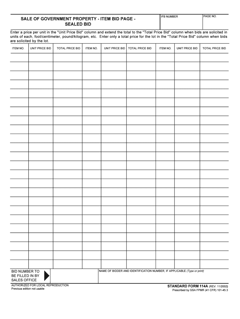 Sale of Government Property Bid and Award  National Energy  Form