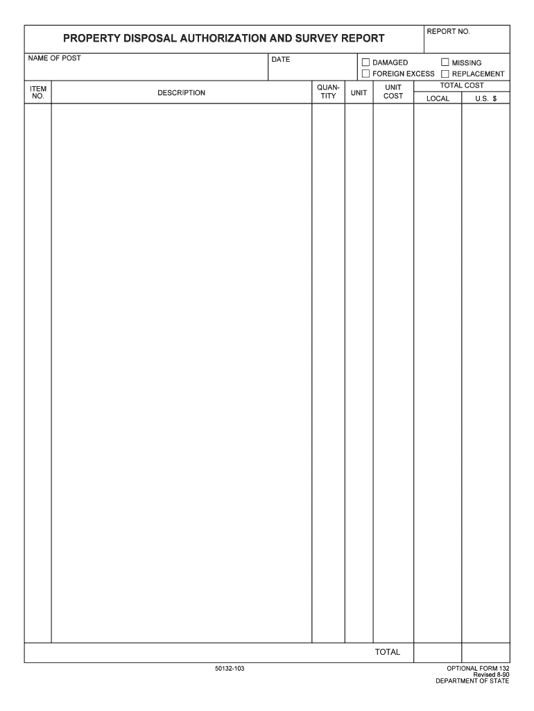 PROPERTY DISPOSAL AUTHORIZATION and SURVEY REPORT  Form