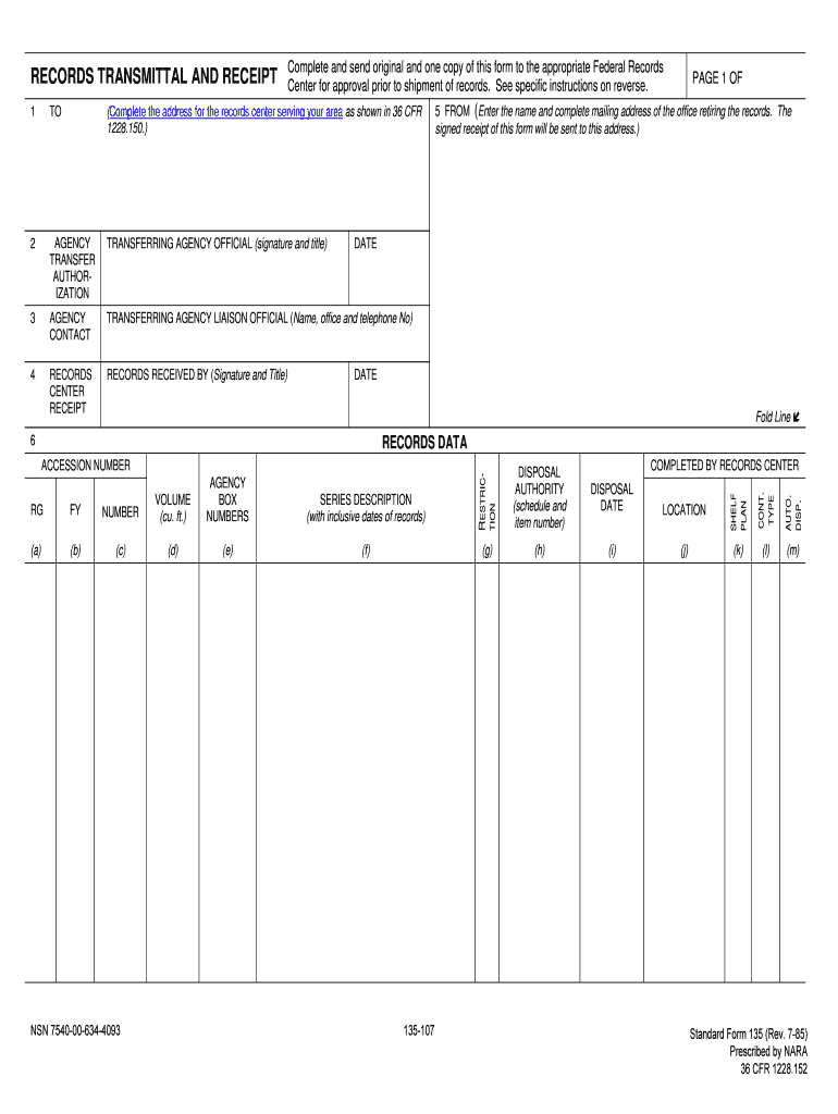 Using the Federal Records Center a Guide for Headquarters  Form