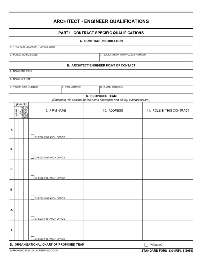 Architect Engineer Qualifications  GSA Gov  Form