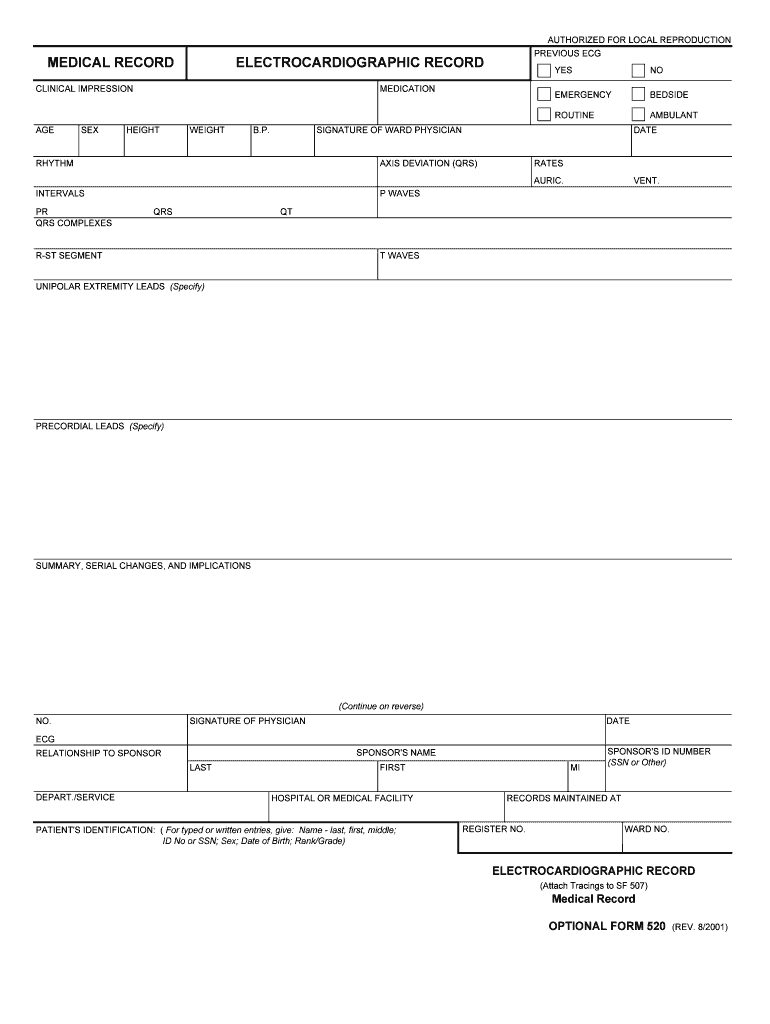 ELECTROCARDIOGRAPHIC RECORD  Form