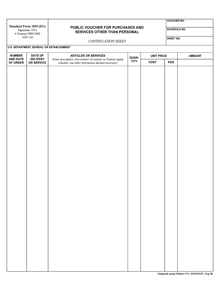 Standard Form 1035, Public Voucher for Purchases and