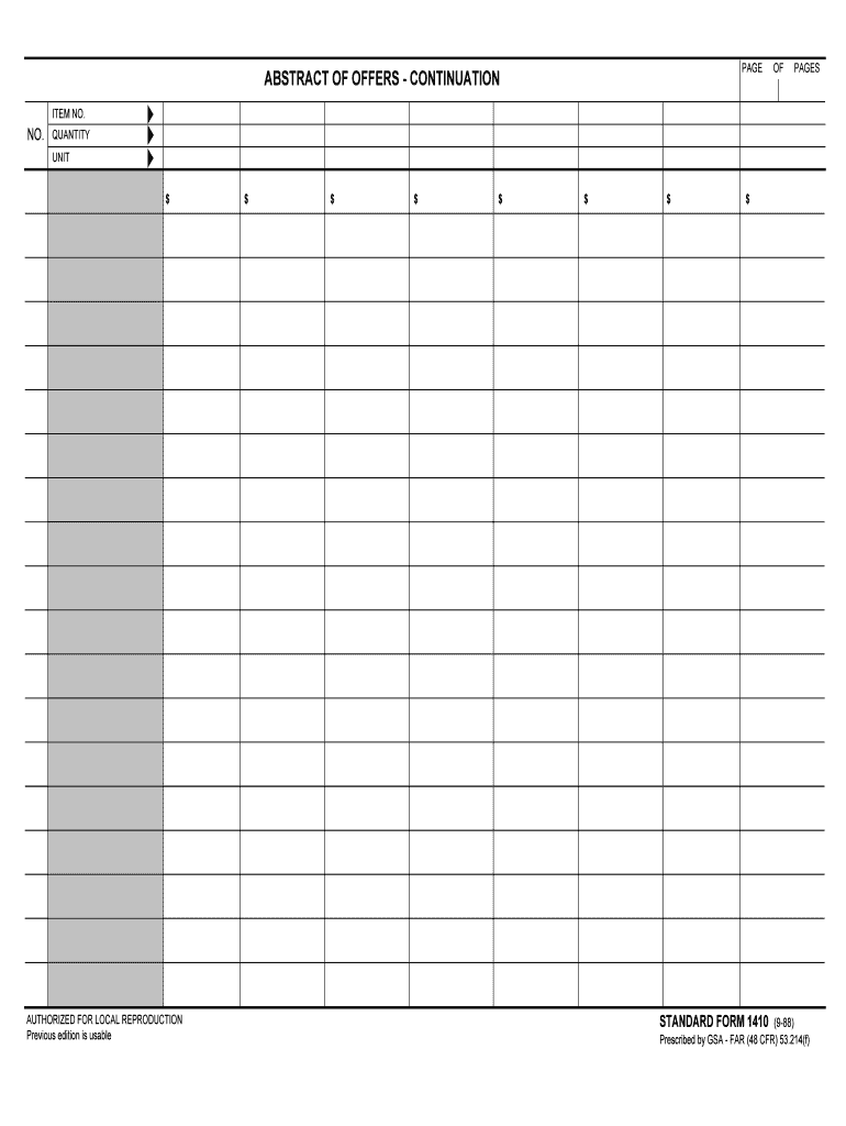 Abstract of Offers  Continuation  GSA  Form