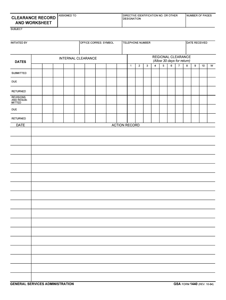 CLEARANCE RECORD  Form