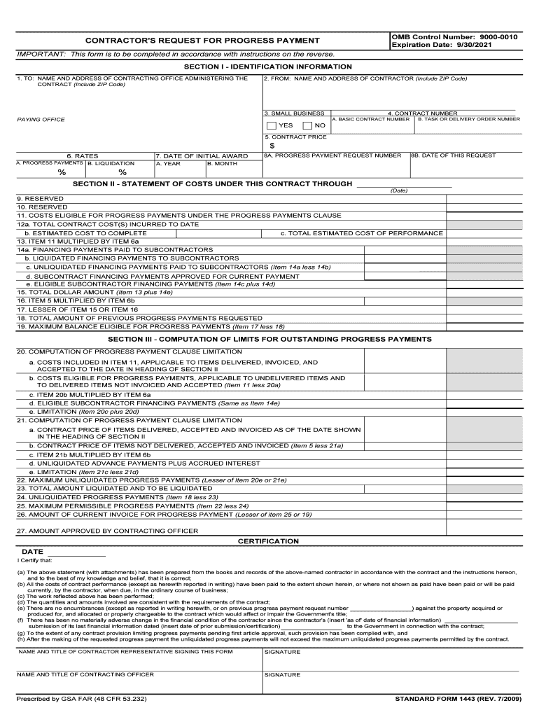 CONTRACTOR'S REQUEST for PROGRESS PAYMENT  Form