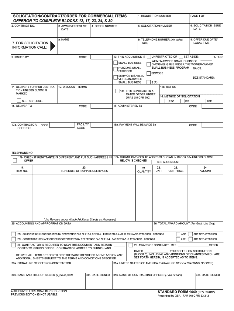 Sf 1449 Discount Terms  Coupon Codes  Form