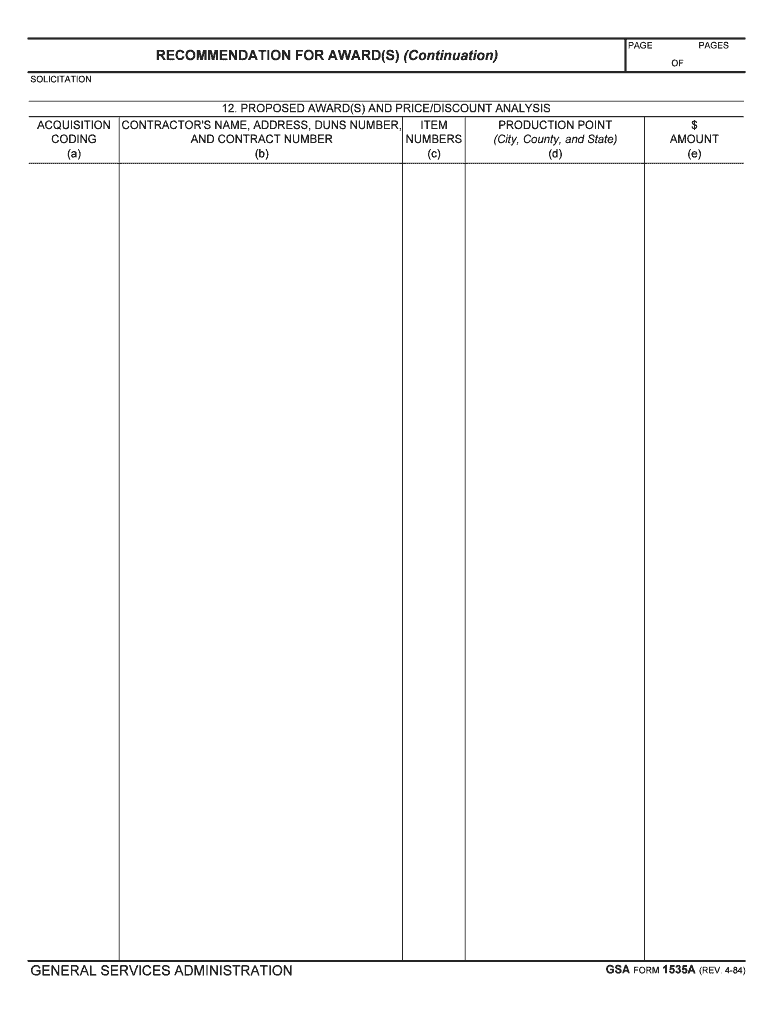 RECOMMENDATION for AWARDS Continuation  Form