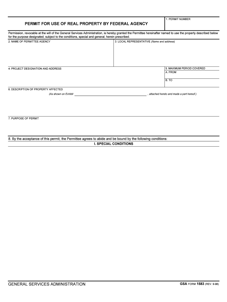 PERMIT for USE of REAL PROPERTY by FEDERAL    GSA  Form