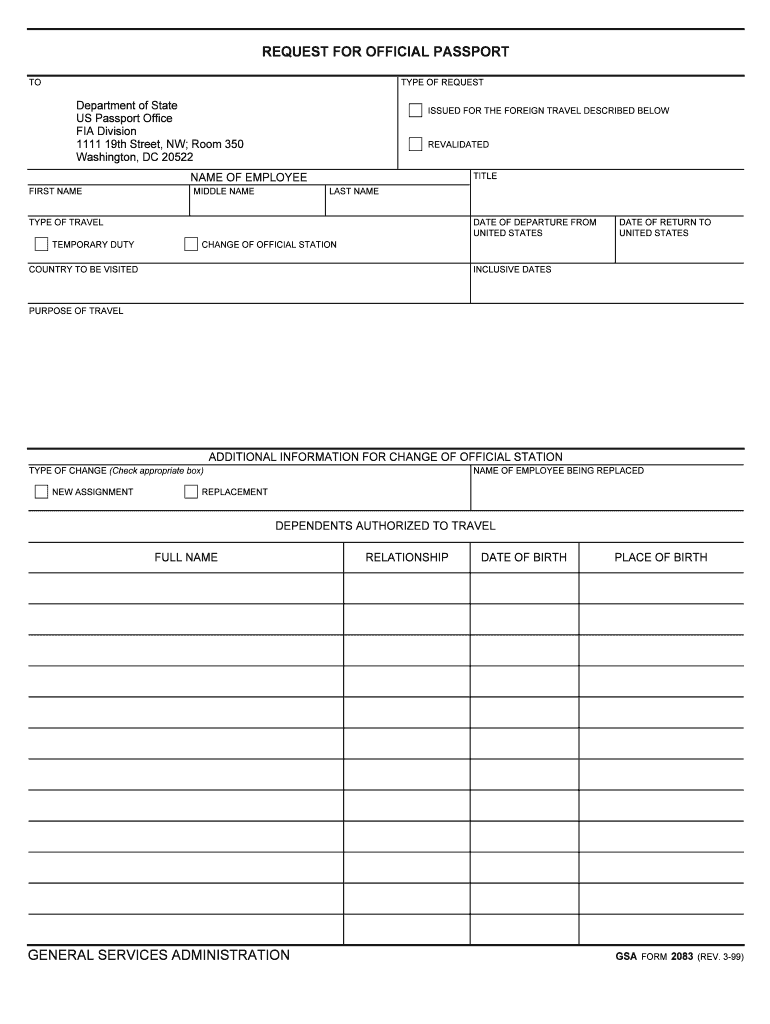 Washington Passport Agency Bureau of Consular Affairs  Form