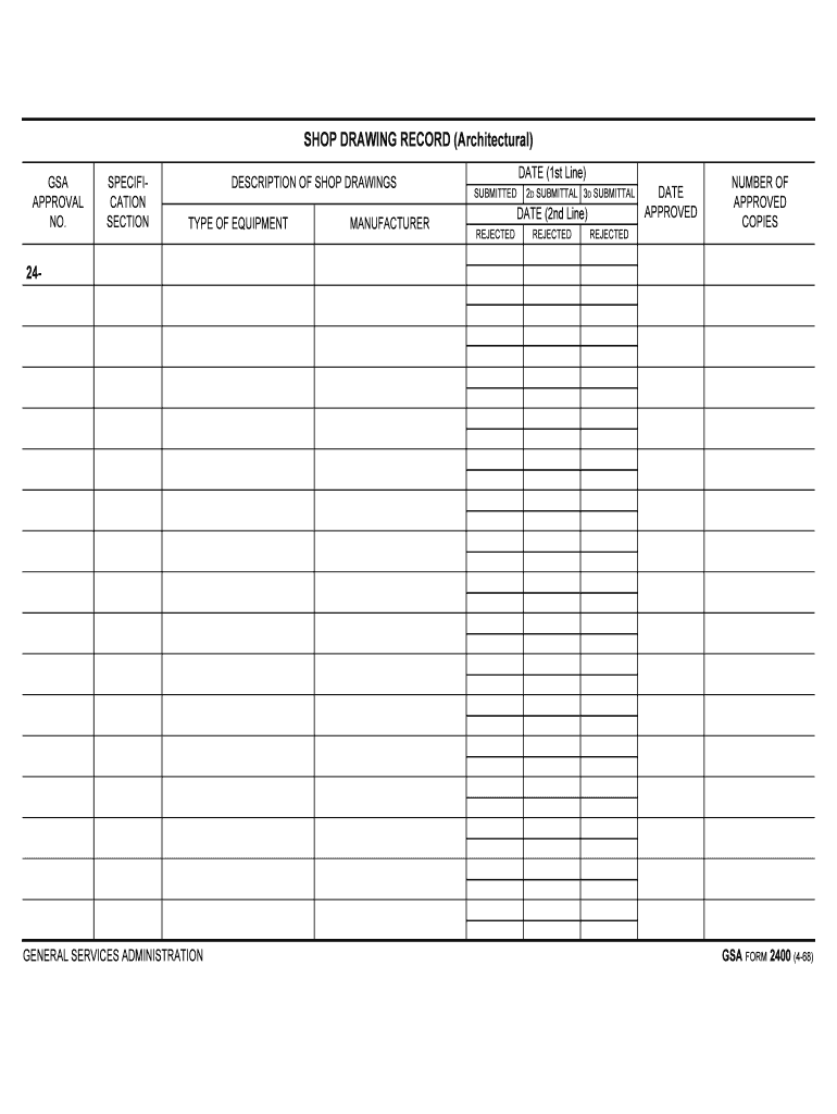 SHOP DRAWING RECORD Architectural  GSA  Form