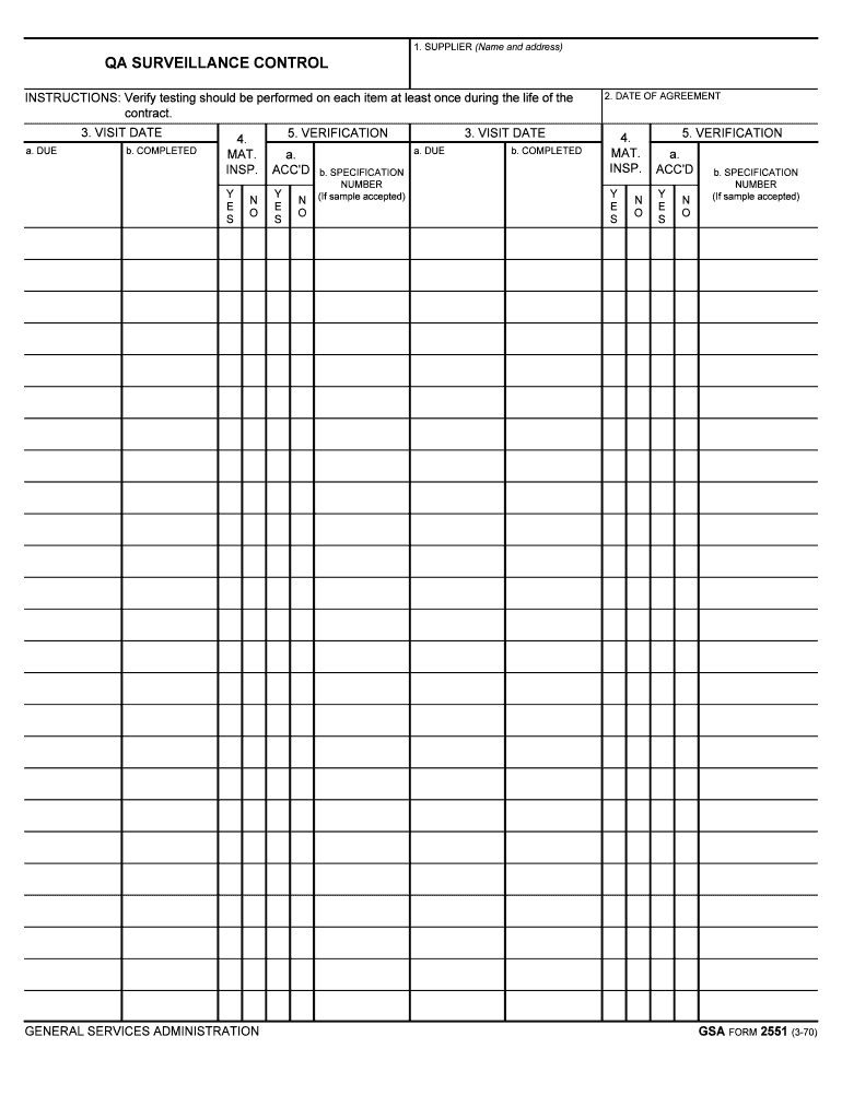 QA SURVEILLANCE CONTROL  Form