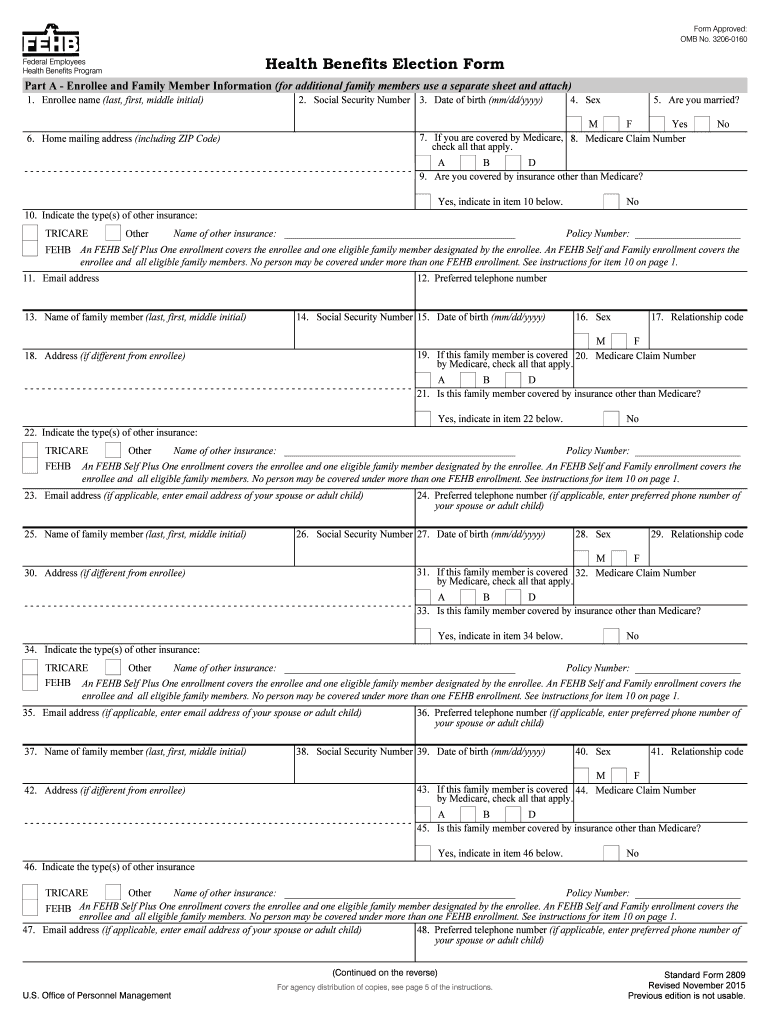 Employee Health Benefits Election Form  OPM