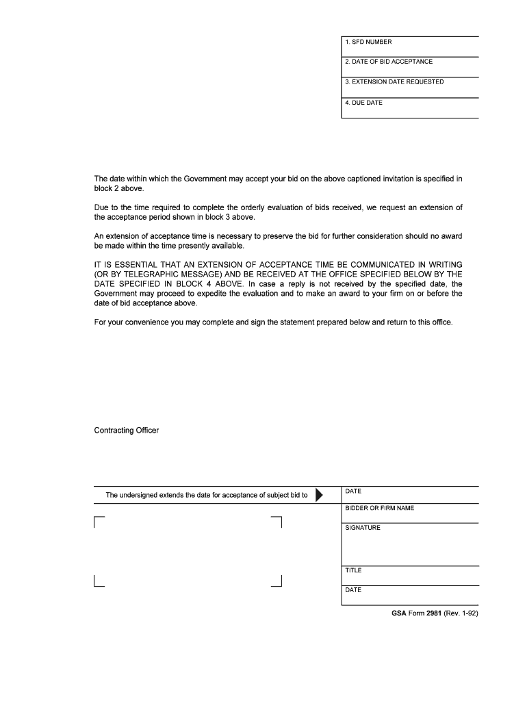 DATE of BID ACCEPTANCE  Form