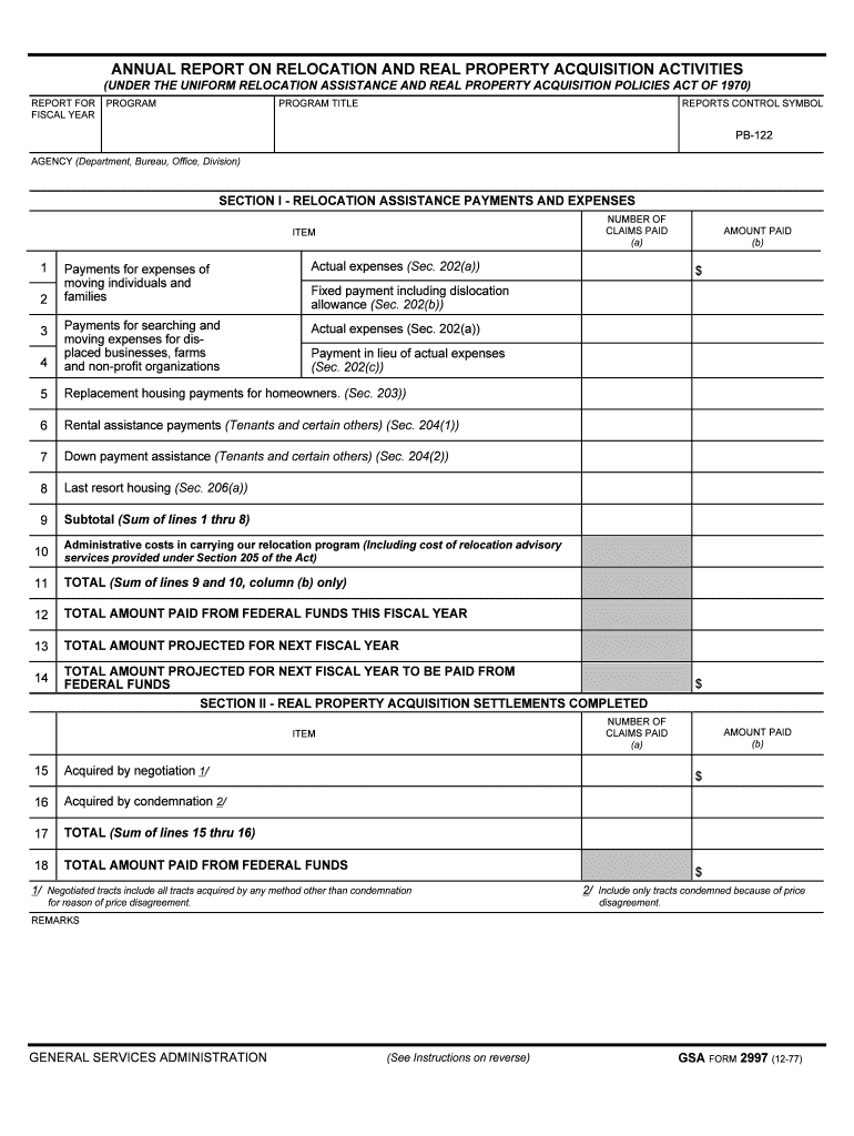 Real Estate Acquisition and Relocation Policy and Guidance  Form