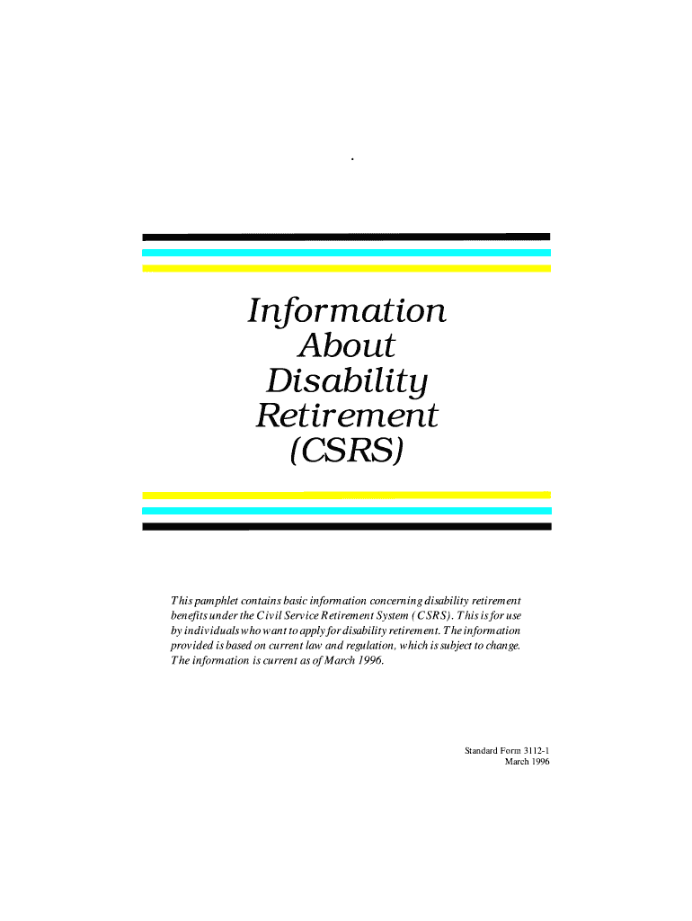 Benefits under the Civil Service Retirement System CSRS  Form