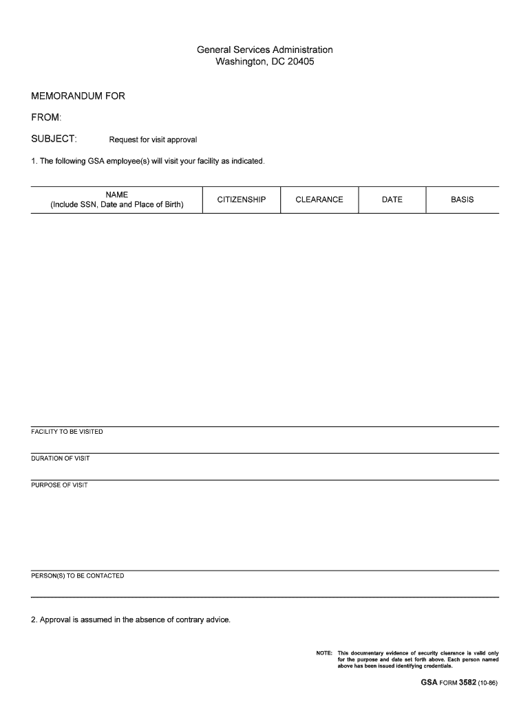 GSA Clearance Verification Passing ProceduresGSA  Form