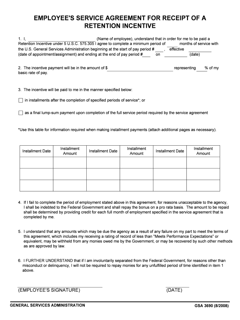  Retention Incentive Service Agreement  Usaid 2008