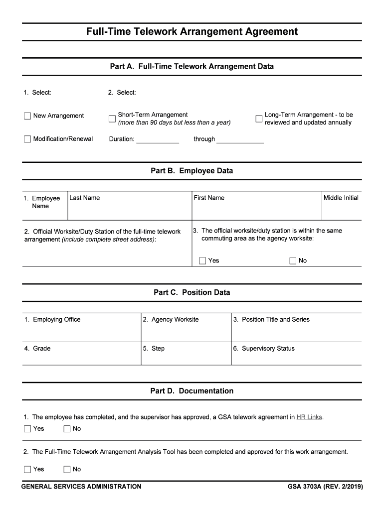 Full Time Telework Arrangement Data  Form