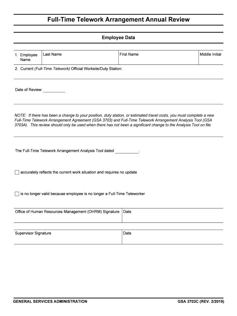 Full Time Telework Arrangement Annual Review  Form