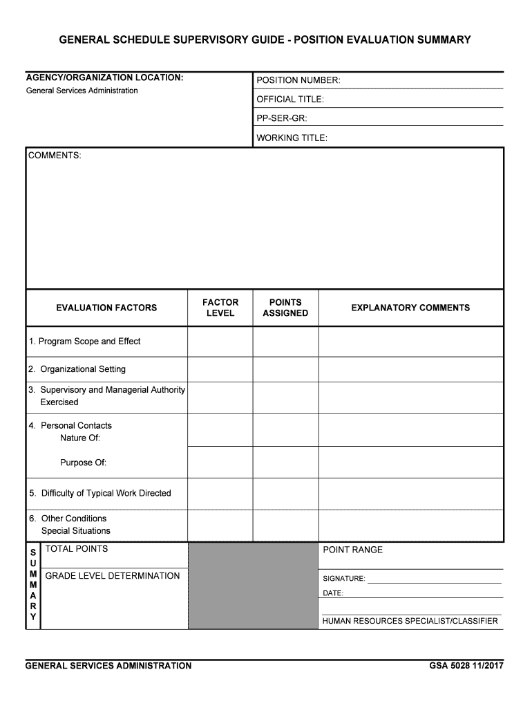 General Schedule Supervisory Guide  OPM  Form