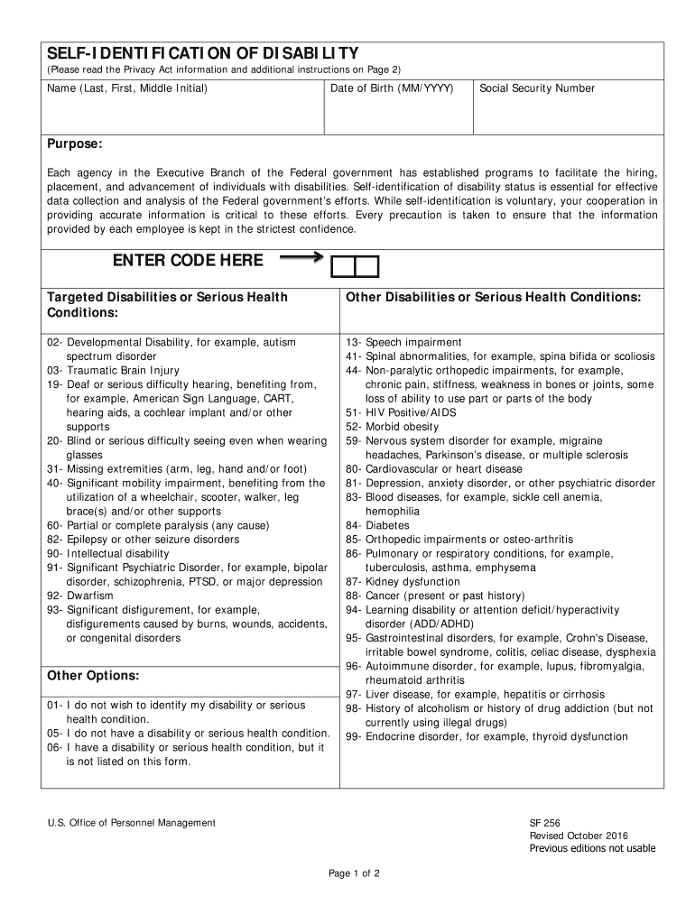 SF 256  OPM  Form