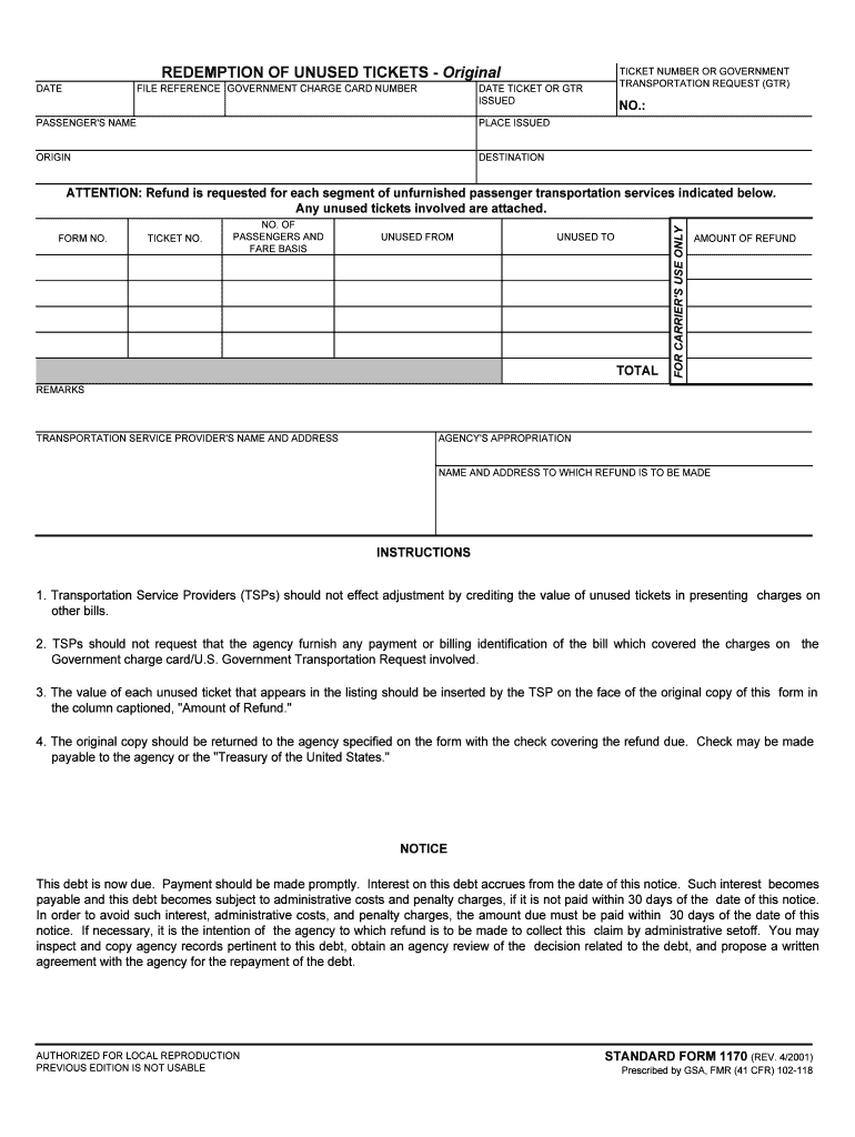 US Government Transportation Request GTR, Part I  Form