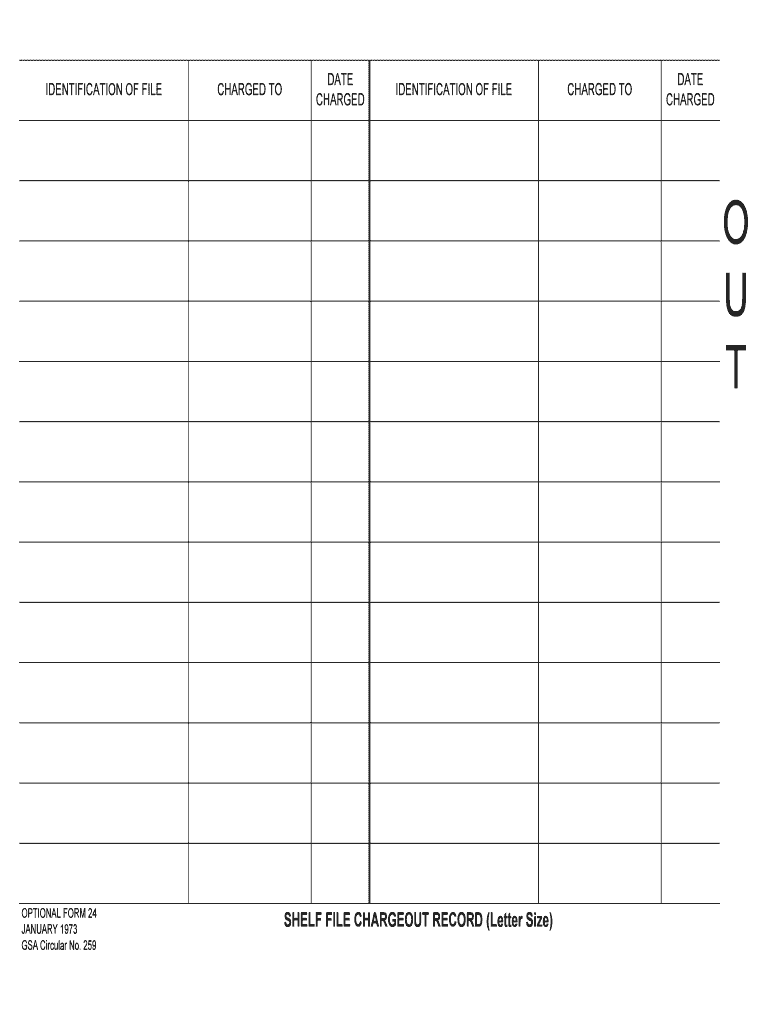 SHELF FILE CHARGEOUT RECORD Letter Size  GSA  Form