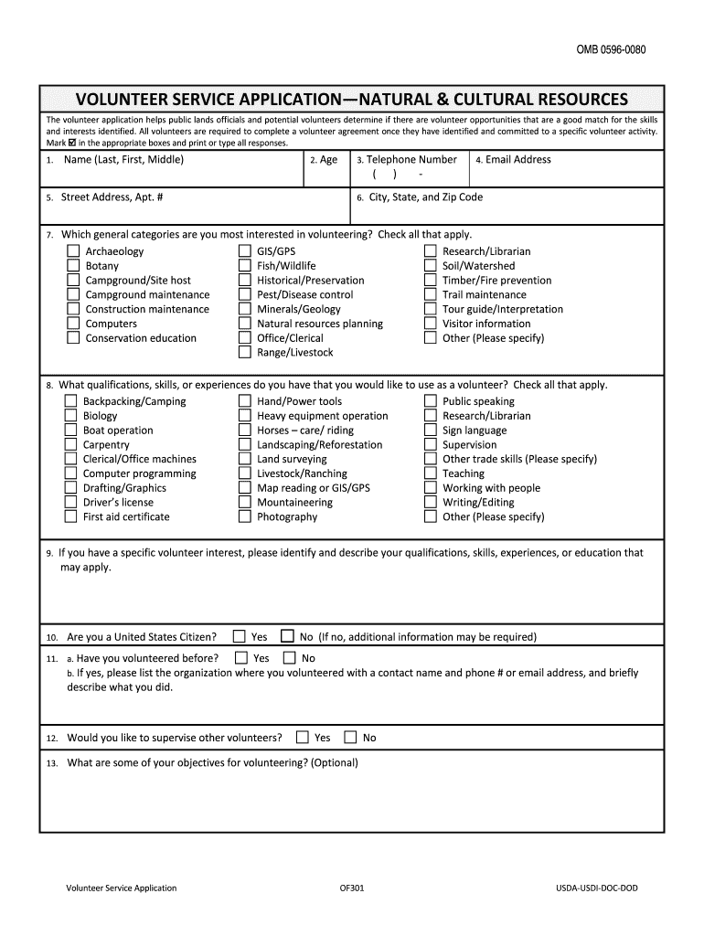 VOLUNTEERING for the BUREAU of LAND  Form