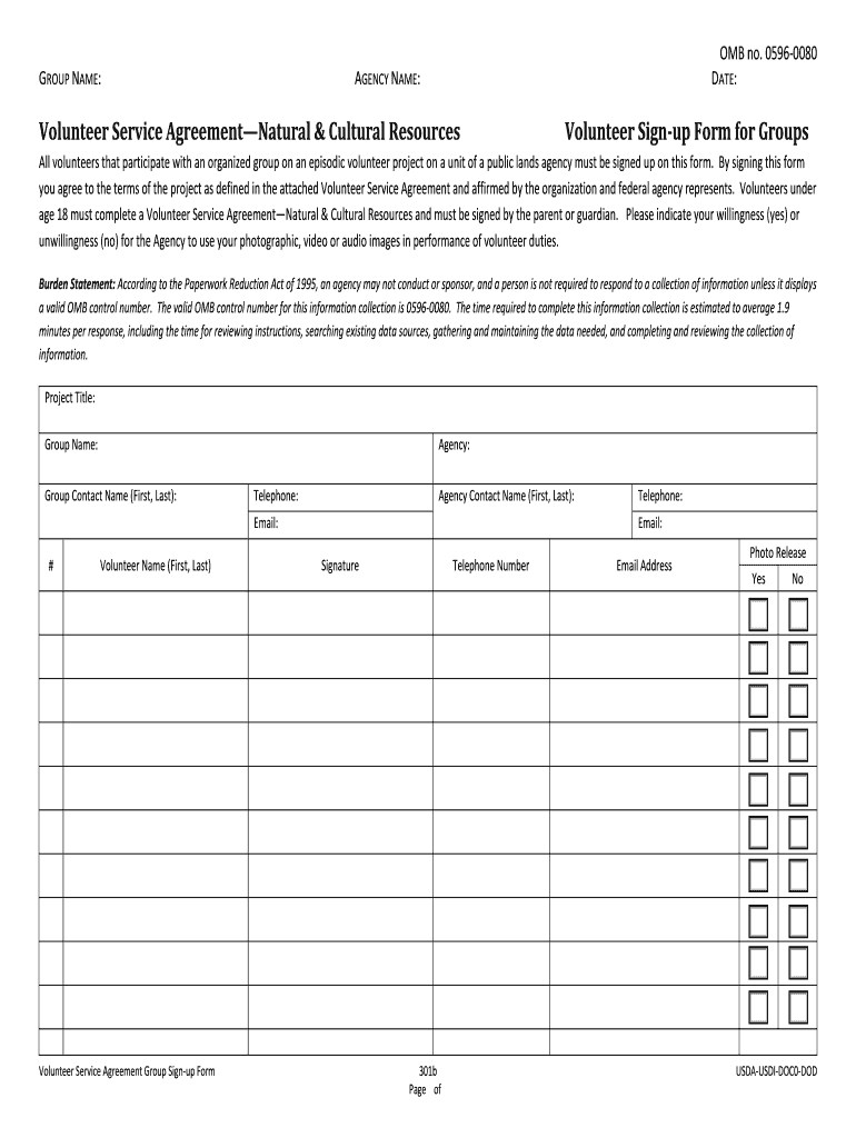 All Volunteers that Participate with an Organized Group on an Episodic Volunteer Project on a Unit of a Public Lands Agency Must  Form