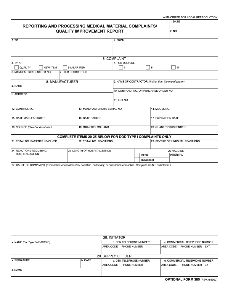 REPORTING and PROCESSING MEDICAL MATERIAL COMPLAINTS  Form