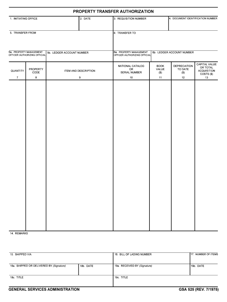 Property Transfer Authorization  GSA  Form