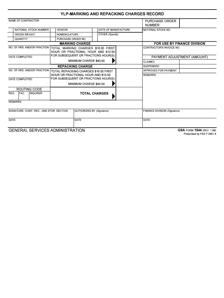 General Services Administration Ylp Marking and    GSA  Form