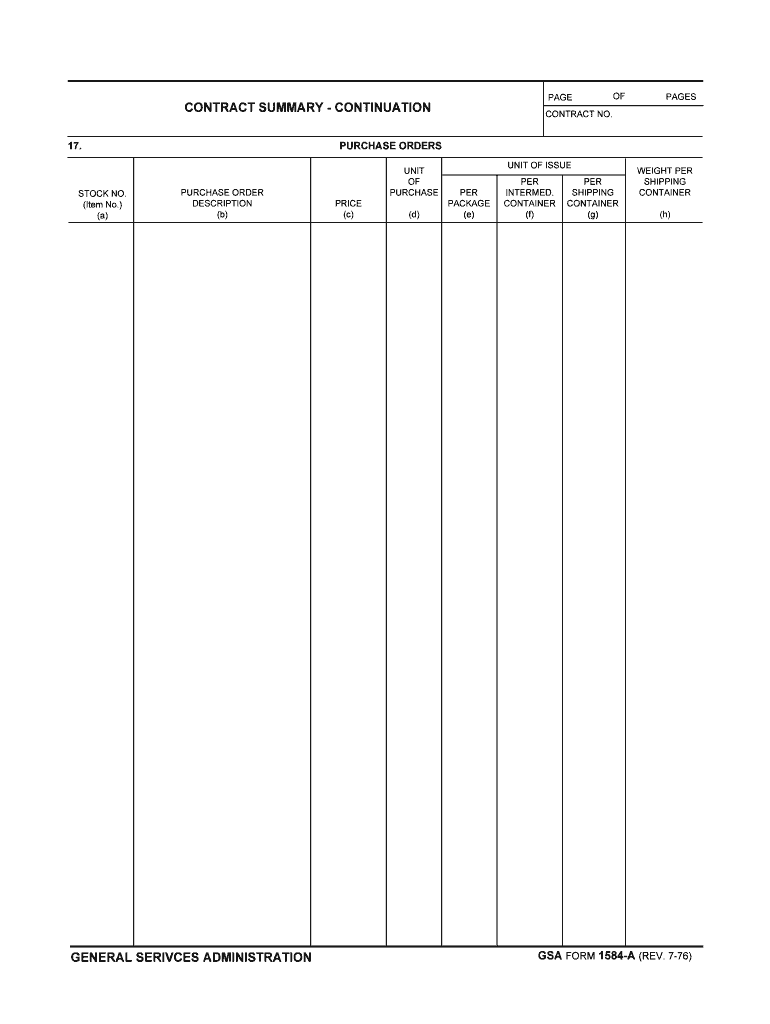 CONTRACT SUMMARY  CONTINUATION  Form