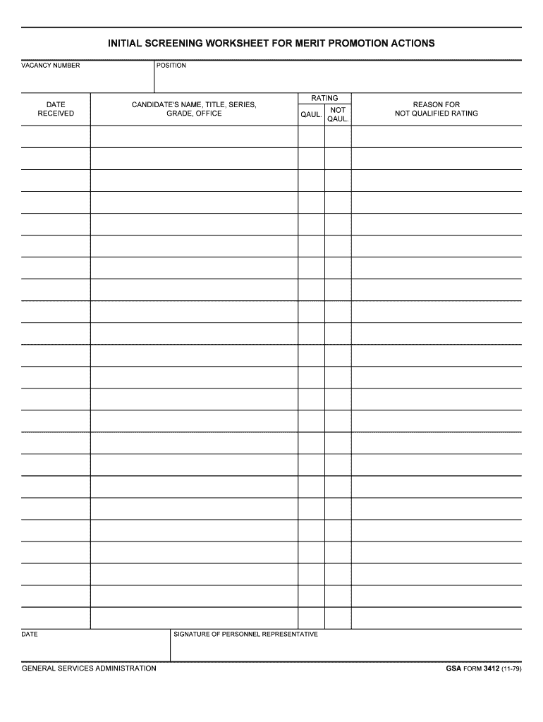 Get and Sign INITIAL SCREENING WORKSHEET for MERIT PROMOTION    GSA  Form