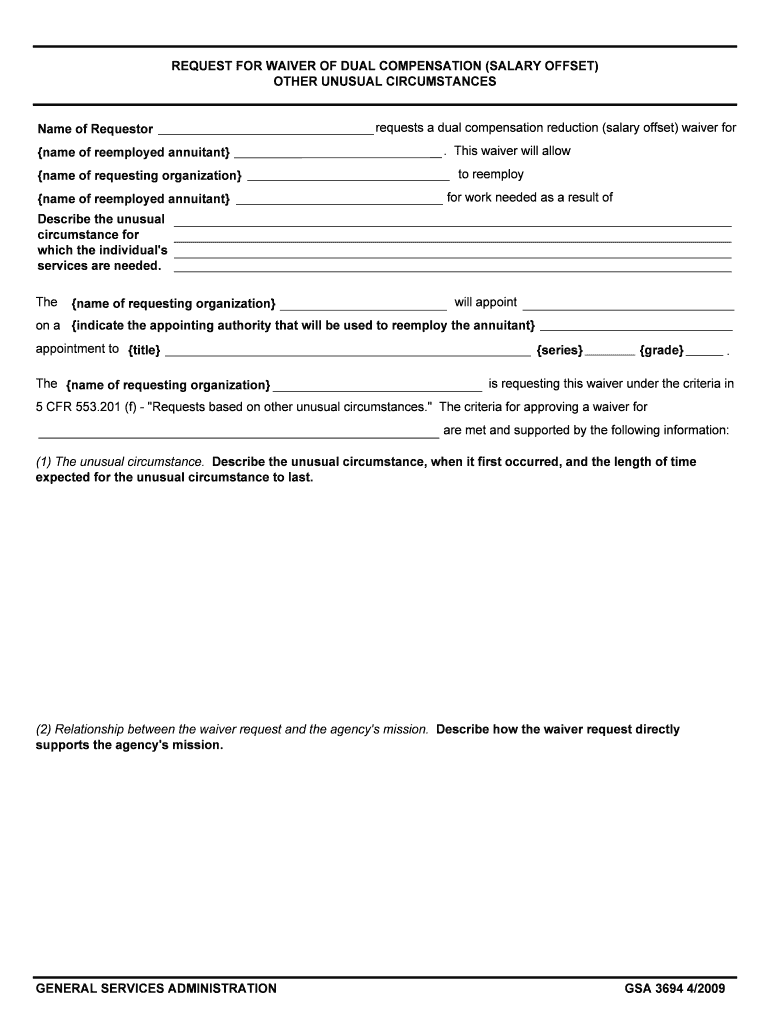 Fillable Online REQUEST for WAIVER of DUAL    pdfFiller  Form