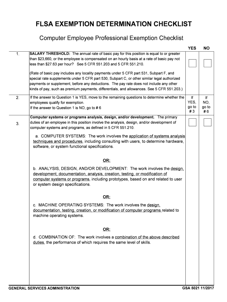 Computer Employee Professional Exemption Checklist  Form