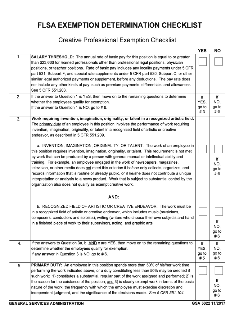 Creative Professional Exemption Checklist  Form