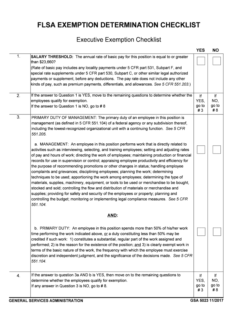 Executive Exemption Checklist  Form