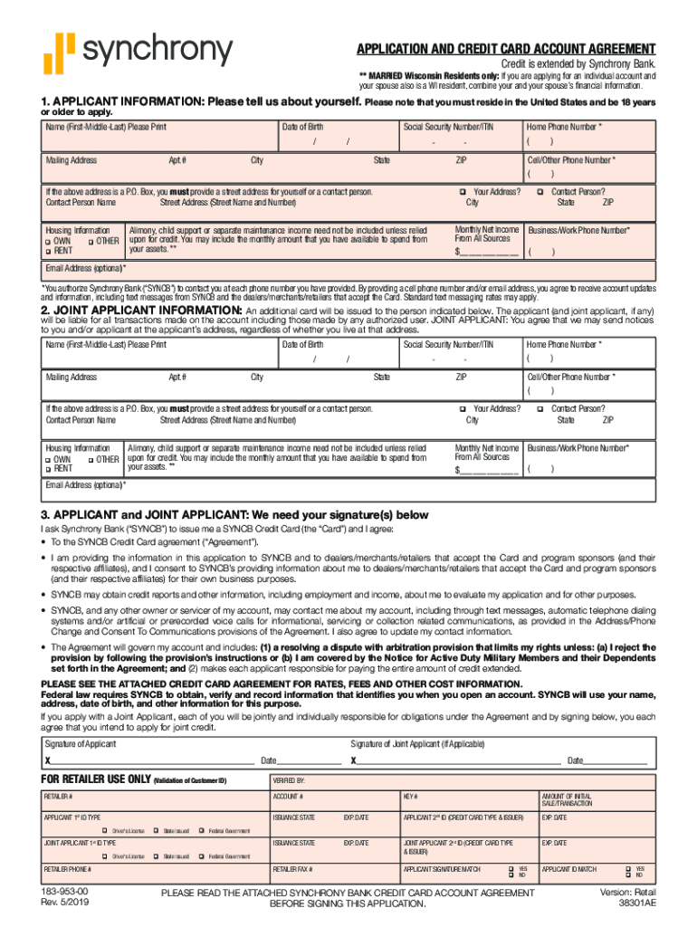 Synchrony HOME Credit Card  Form