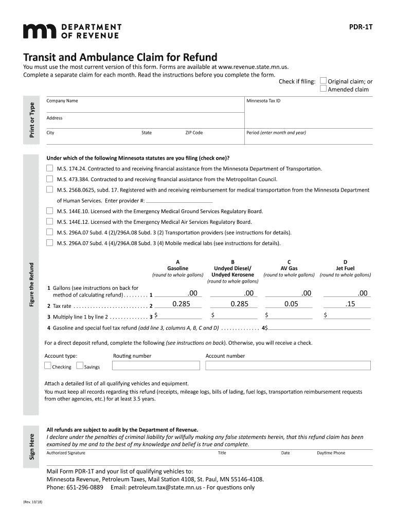  Filing a Petroleum Tax Refund ClaimMinnesota Department 2018