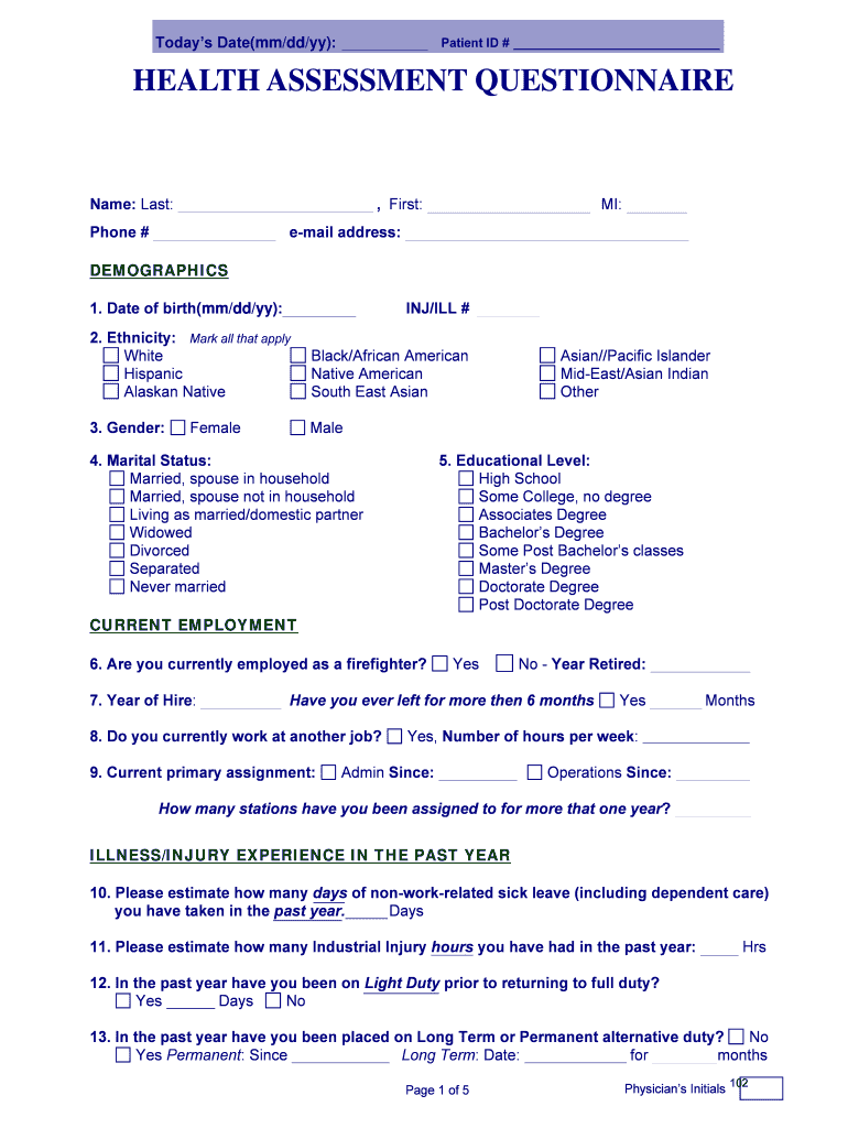 Nfpa 1582  Form