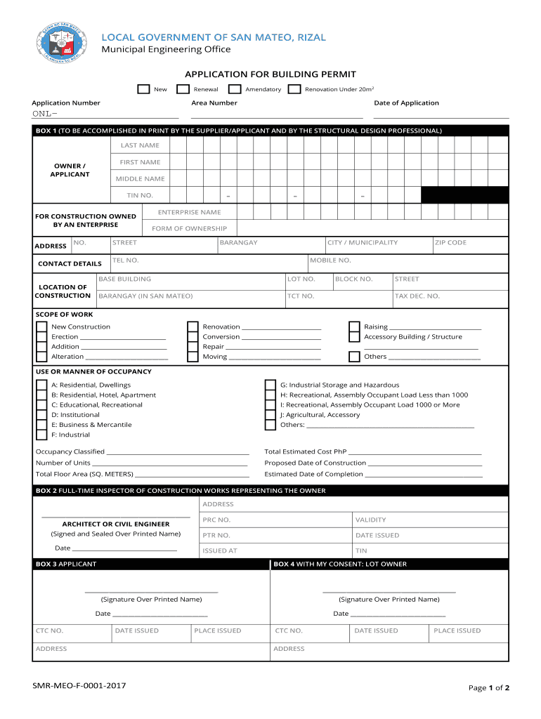 San Mateo Rizal Business Permit  Form