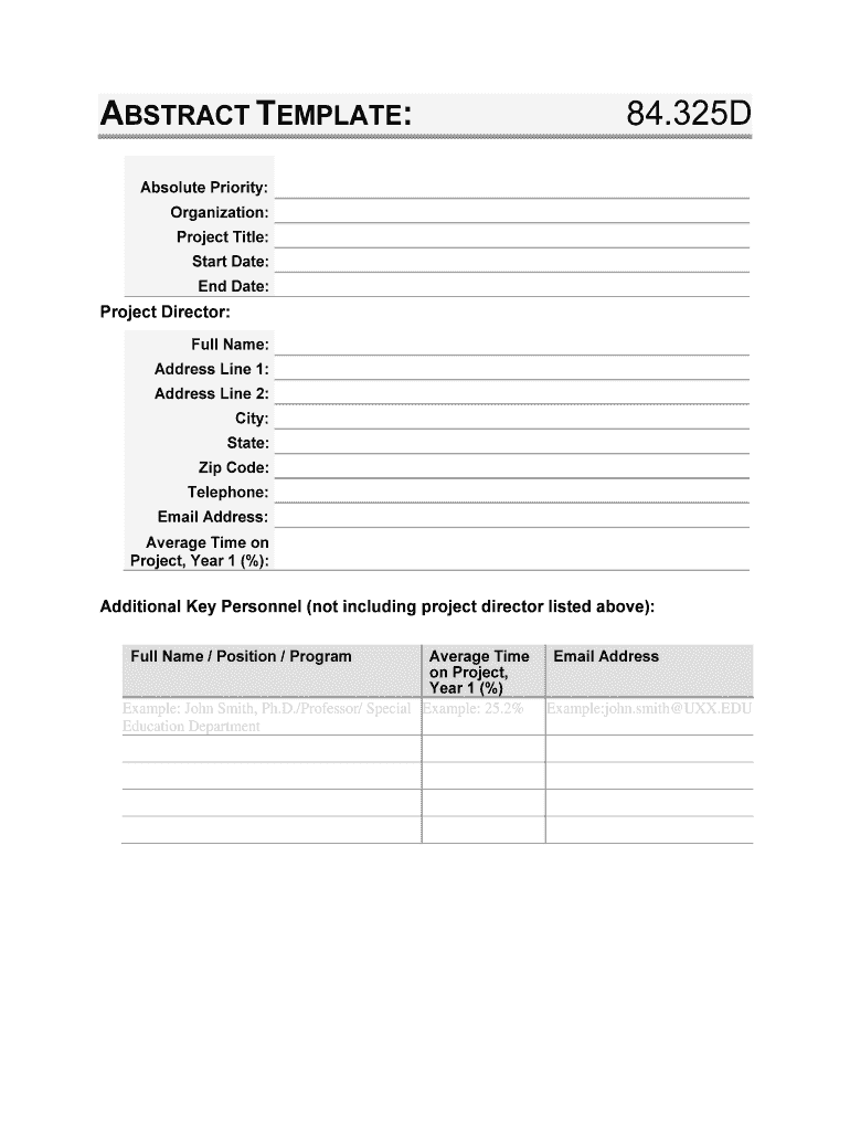 84 325D OSEP Grant Application Abstract PDF Preparation of Special Education, Early Intervention, and Related Services Leadershi  Form