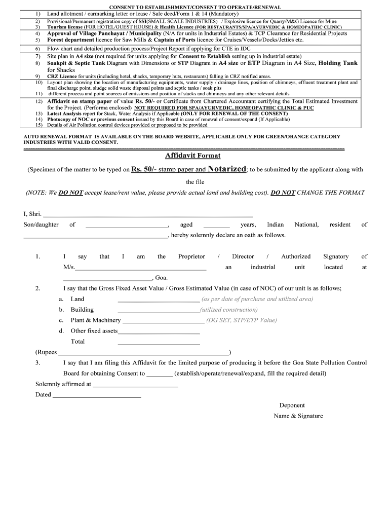 Kerala Pollution Control Board Affidavit Format