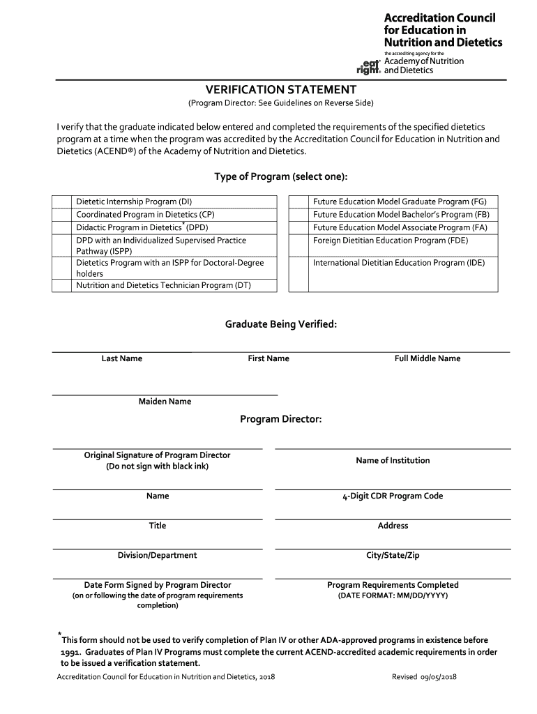 Verification Statement Form