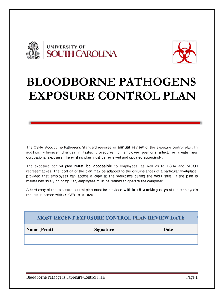 Get and Sign Bloodborne Pathogens Exposure Control Plan the  Form