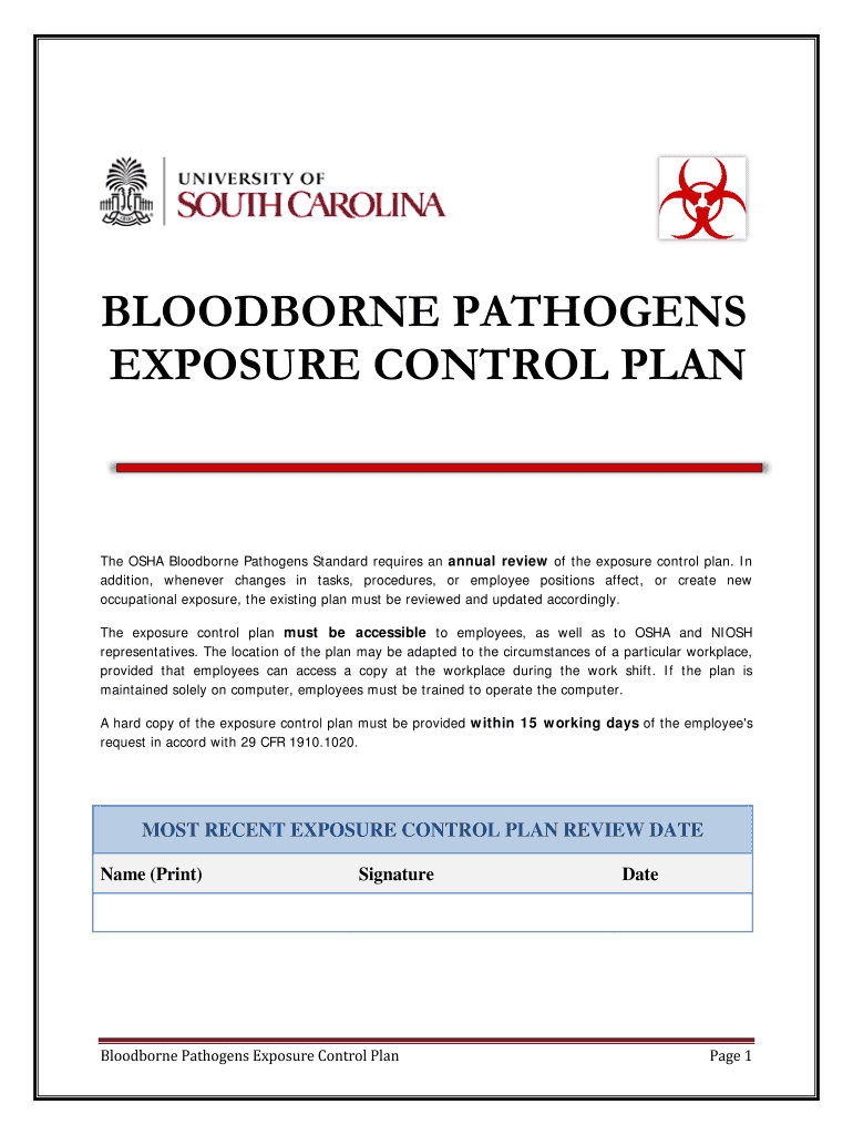 Bloodborne Pathogens Exposure Control Plan the  Form