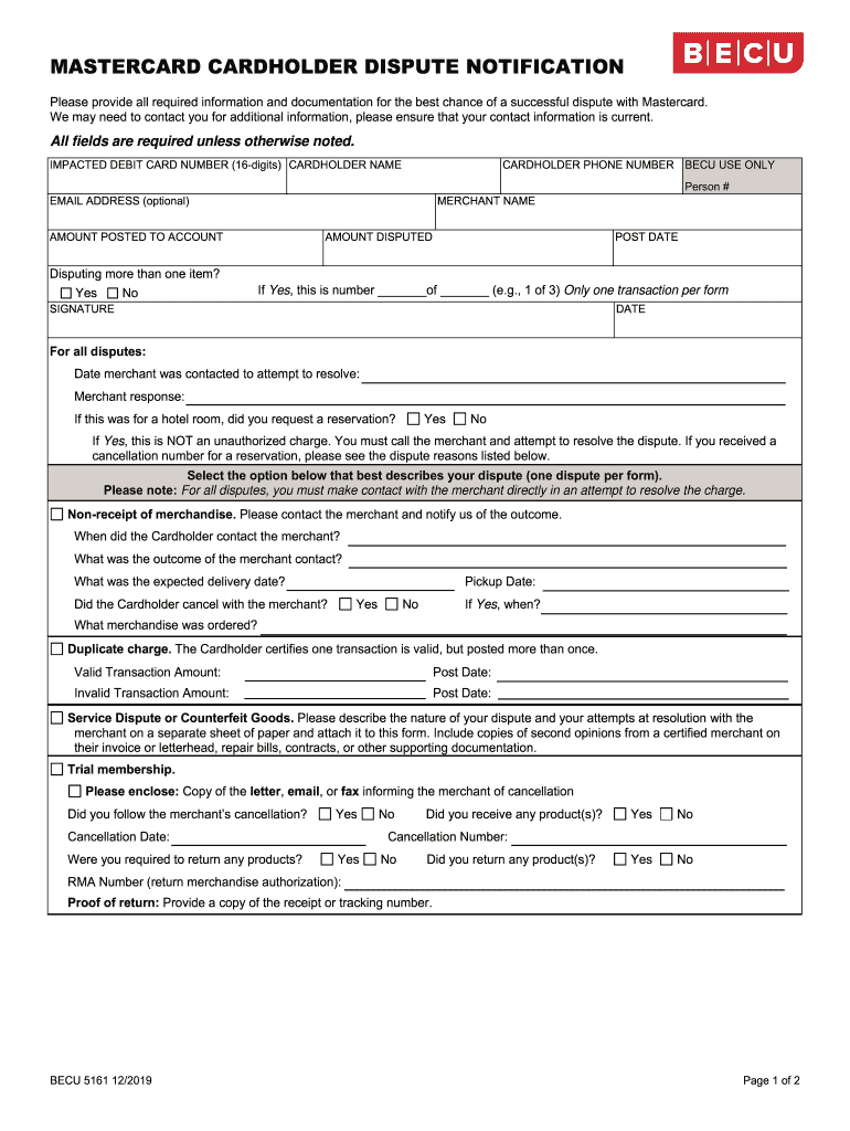  Form Mastercard Dispute Form 2019-2024