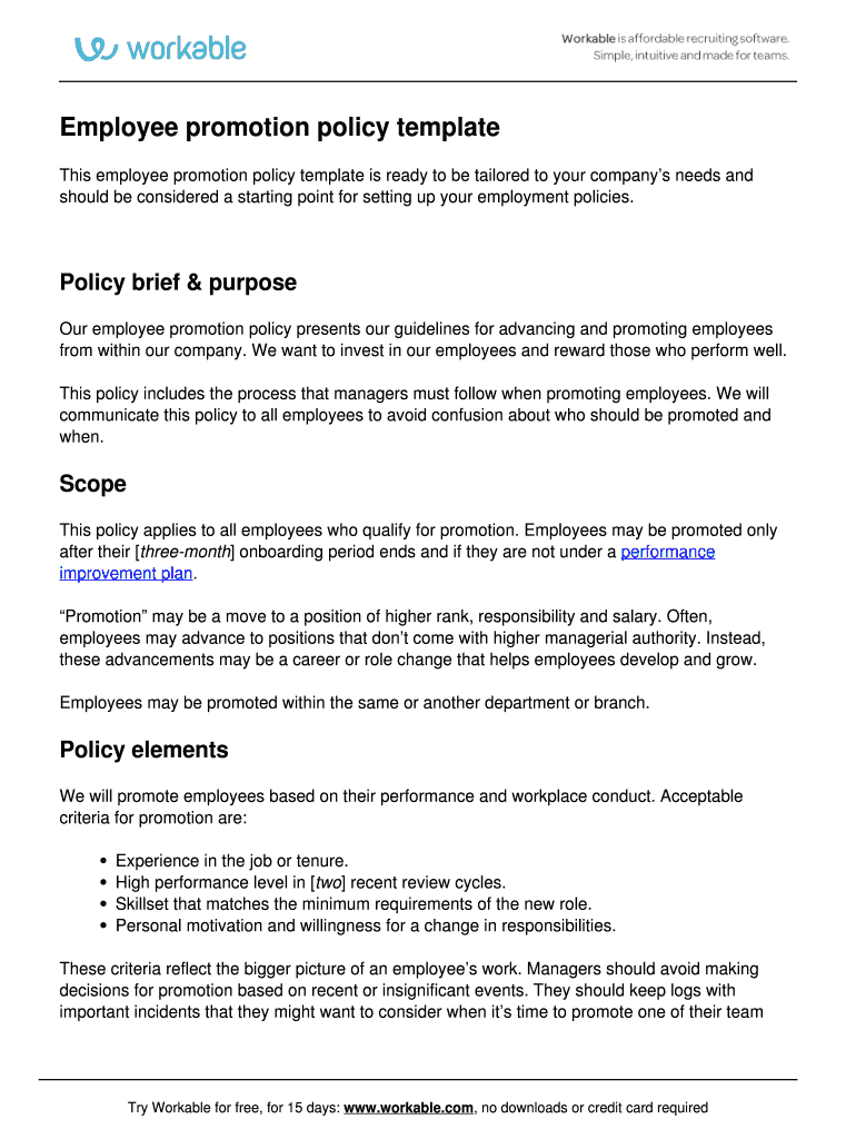 Promotion Policy  Form