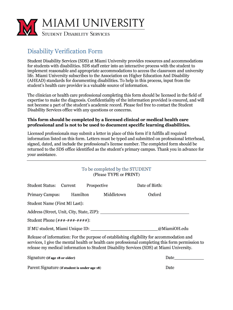  SDS Disability Verification Form Final Version SDS Disability Verification Form 2017-2024